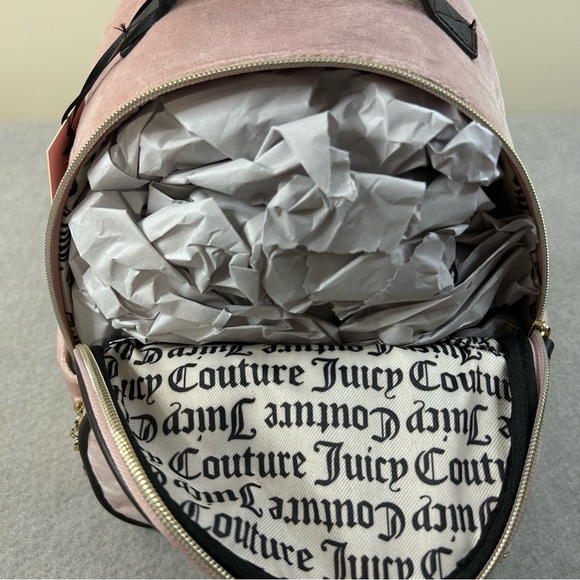 Juicy Couture Dusty Blush Velour Heritage Backpack Brand New W/ Tags - Picture 5 of 8